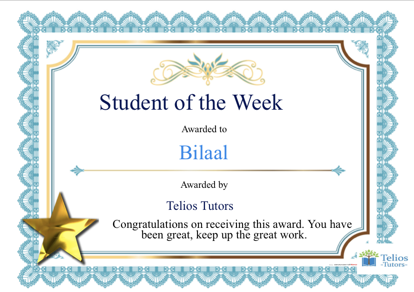 Student Of The Week Bilaal