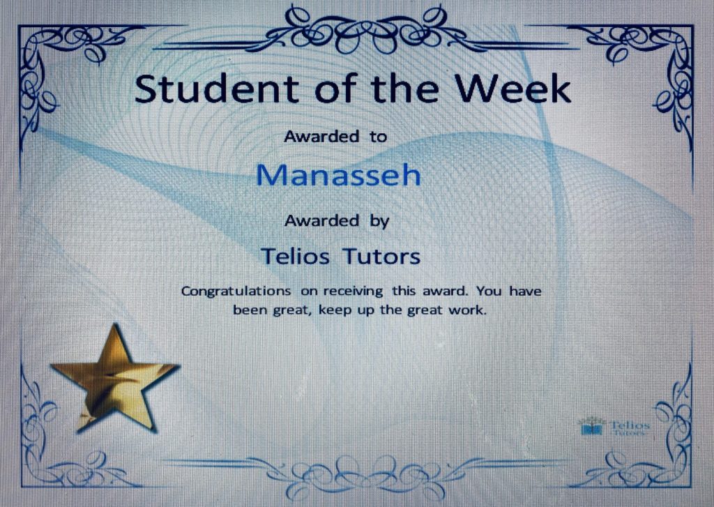 Student Of The Week Manasseh